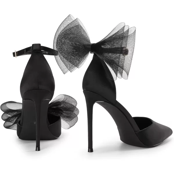 imageDREAM PAIRS Womens High Heels Strappy Closed Toe Stiletto Pointed Toe Mesh Bows Ankle Strap DOrsay Sexy Dress Wedding Party Pumps ShoesBlack
