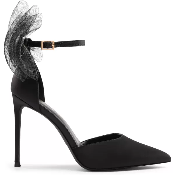 imageDREAM PAIRS Womens High Heels Strappy Closed Toe Stiletto Pointed Toe Mesh Bows Ankle Strap DOrsay Sexy Dress Wedding Party Pumps ShoesBlack