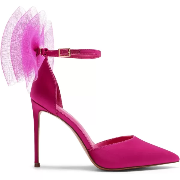 imageDREAM PAIRS Womens High Heels Strappy Closed Toe Stiletto Pointed Toe Mesh Bows Ankle Strap DOrsay Sexy Dress Wedding Party Pumps ShoesHot Pink