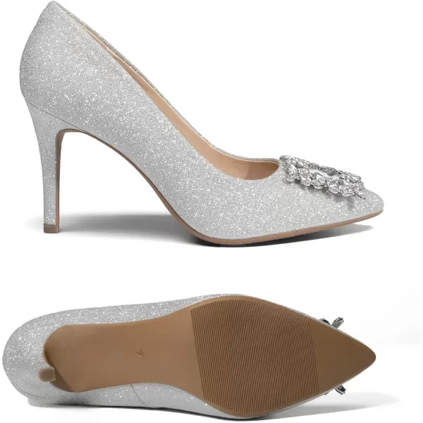 imageDREAM PAIRS Womens High Heels Wedding Rhinestone Pumps Closed Toe Stiletto Sparkly Sexy Pointed Toe Bridal Dress ShoesSilverRhinestone