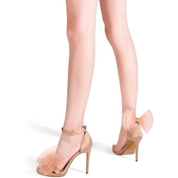 imageDREAM PAIRS Womens High Heels for Women Adjustable Mesh Bows Stiletto Open Toe Ankle Strap Heeled Sandals Wedding Bridal Party Prom Sexy Dress Pumps ShoesNude