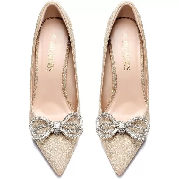 imageDREAM PAIRS Womens High Heels for Women Classic Pointed Closed Toe Heels Sexy Sparkly Rhinestone Stiletto Pumps Elegant Versatile Wedding Bridal Party Dress ShoesGold