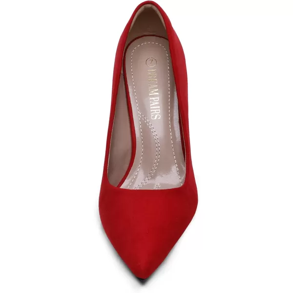 imageDREAM PAIRS Womens High Stiletto Heels Closed Pointed Toe Dress Pumps Shoes for Wedding Work Office Business 3 InchesRedSuede