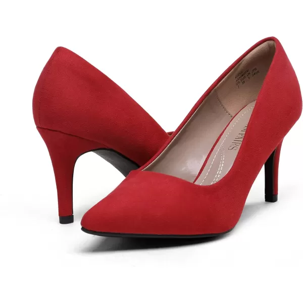 imageDREAM PAIRS Womens High Stiletto Heels Closed Pointed Toe Dress Pumps Shoes for Wedding Work Office Business 3 InchesRedSuede