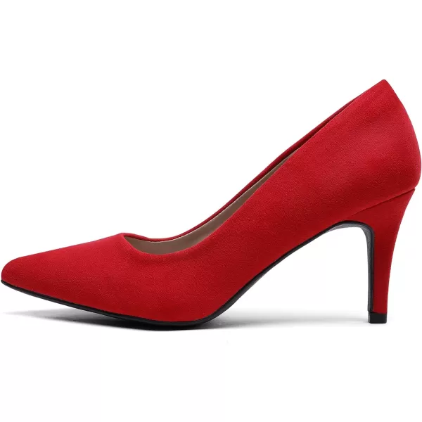 imageDREAM PAIRS Womens High Stiletto Heels Closed Pointed Toe Dress Pumps Shoes for Wedding Work Office Business 3 InchesRedSuede