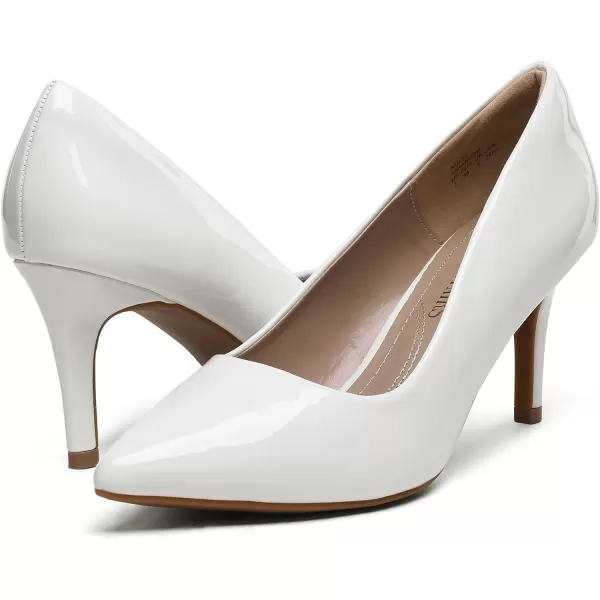 imageDREAM PAIRS Womens High Stiletto Heels Closed Pointed Toe Dress Pumps Shoes for Wedding Work Office Business 3 InchesWhitePat