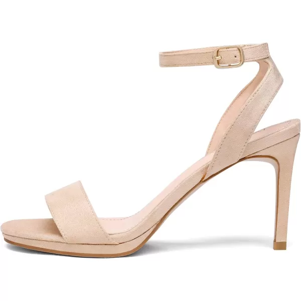 imageDREAM PAIRS Womens High Stiletto Open Toe Ankle Strap Heels Dress Pump Heel SandalsNudeSuede
