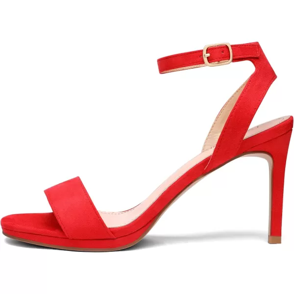 imageDREAM PAIRS Womens High Stiletto Open Toe Ankle Strap Heels Dress Pump Heel SandalsRedSuede