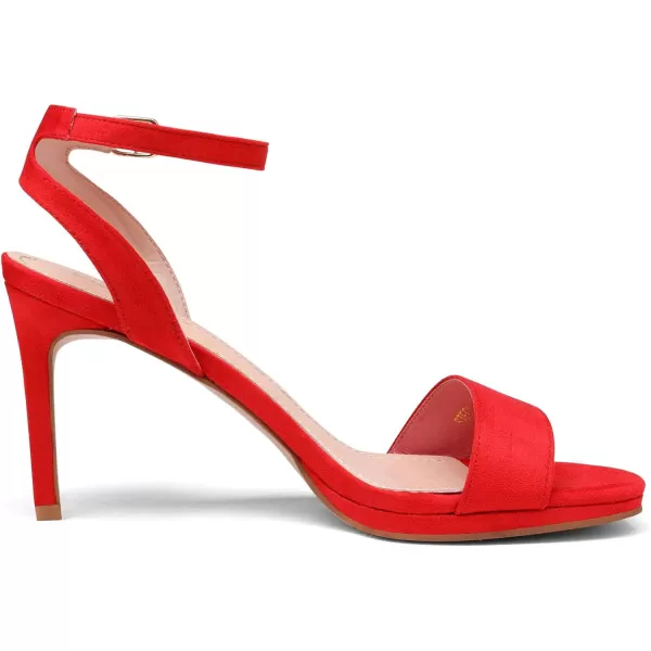 imageDREAM PAIRS Womens High Stiletto Open Toe Ankle Strap Heels Dress Pump Heel SandalsRedSuede