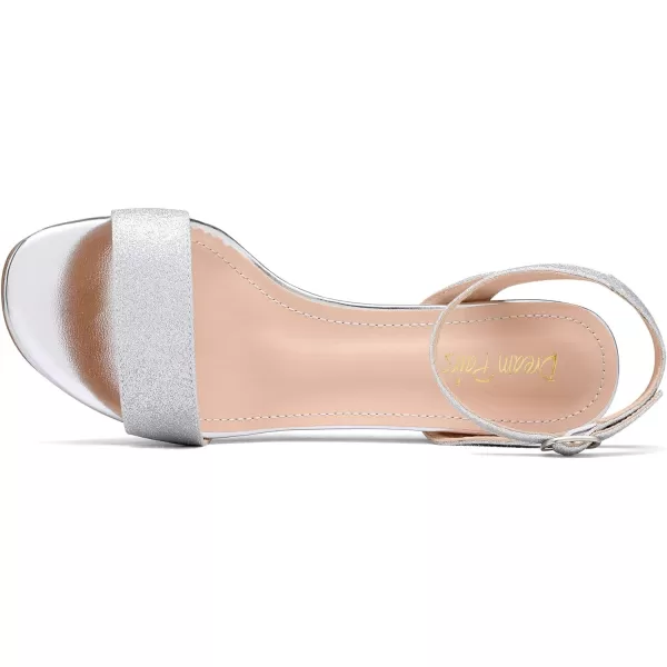 imageDREAM PAIRS Womens High Stiletto Open Toe Ankle Strap Heels Dress Pump Heel SandalsSilverGlitter