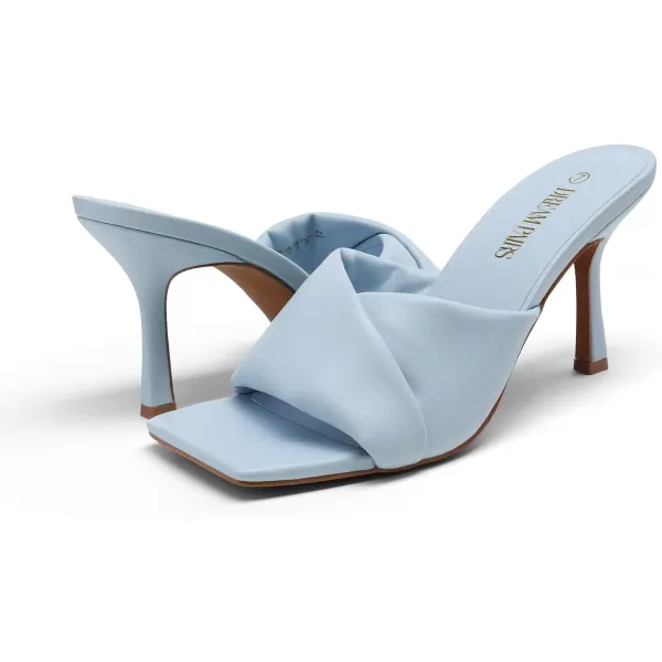 imageDREAM PAIRS Womens High Stilettos Heels Mules Open Square Toe Slip On Comfort Sexy Dress Pumps Sandals Evening Party Prom Dance ShoesBabyBlue