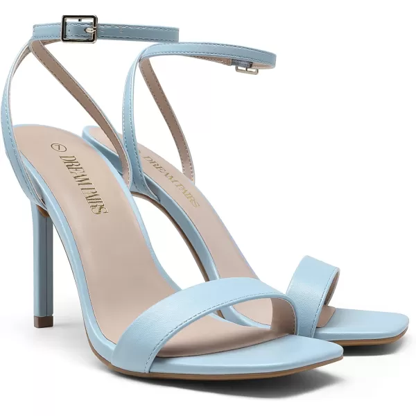 imageDREAM PAIRS Womens High Stilettos Open Square Toe Ankle Strap Heels Sexy Comfort Strappy Dress Shoes Wedding Bridal Pumps SandalsBabyBlue
