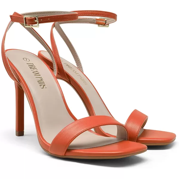 imageDREAM PAIRS Womens High Stilettos Open Square Toe Ankle Strap Heels Sexy Comfort Strappy Dress Shoes Wedding Bridal Pumps SandalsOrange