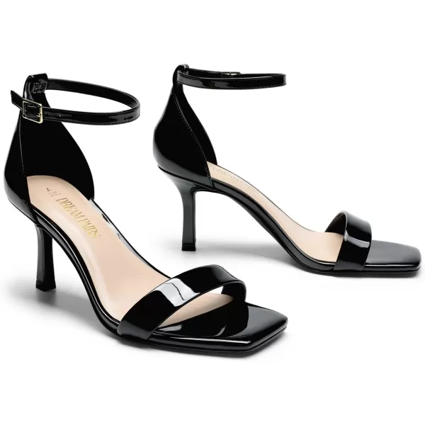 imageDREAM PAIRS Womens High Stilettos Open Square Toe Ankle Strap Heels Sexy Fashion Comfort Dress Shoes Wedding Bridal Pumps Heeled SandalsBlackpat