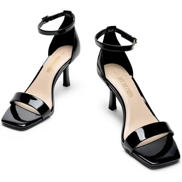 imageDREAM PAIRS Womens High Stilettos Open Square Toe Ankle Strap Heels Sexy Fashion Comfort Dress Shoes Wedding Bridal Pumps Heeled SandalsBlackpat