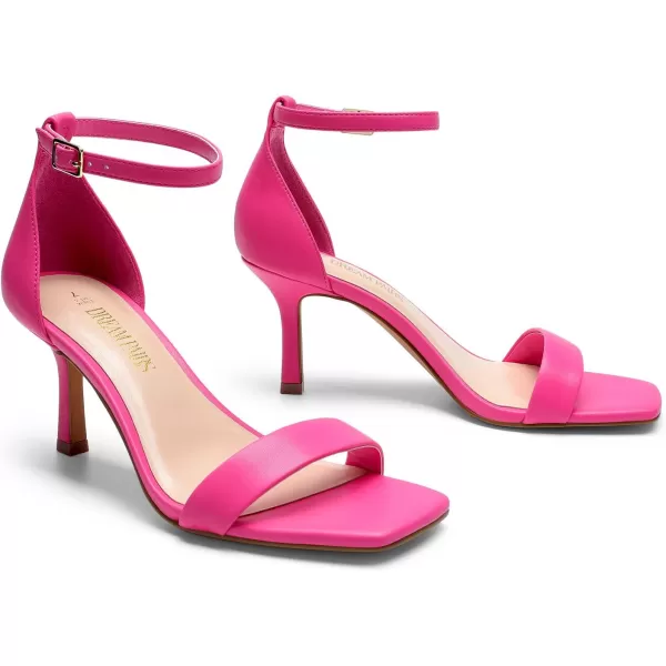 imageDREAM PAIRS Womens High Stilettos Open Square Toe Ankle Strap Heels Sexy Fashion Comfort Dress Shoes Wedding Bridal Pumps Heeled SandalsHot Pinkpu