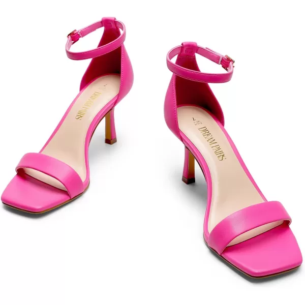 imageDREAM PAIRS Womens High Stilettos Open Square Toe Ankle Strap Heels Sexy Fashion Comfort Dress Shoes Wedding Bridal Pumps Heeled SandalsHot Pinkpu