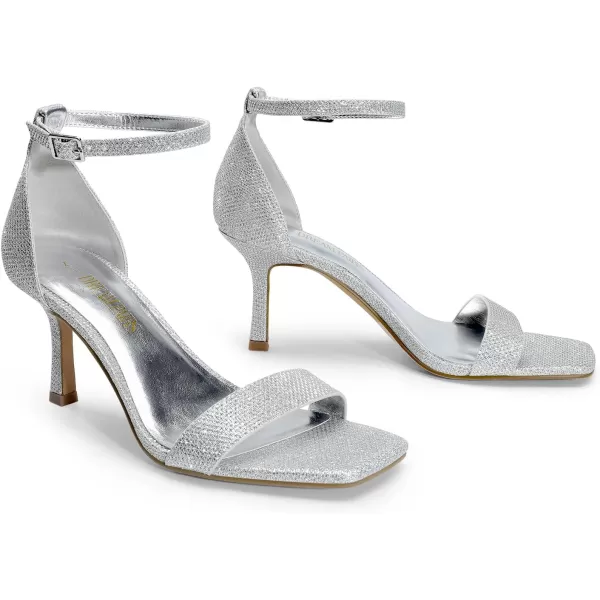imageDREAM PAIRS Womens High Stilettos Open Square Toe Ankle Strap Heels Sexy Fashion Comfort Dress Shoes Wedding Bridal Pumps Heeled SandalsSilverglitter
