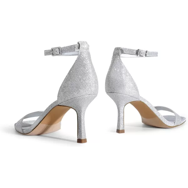 imageDREAM PAIRS Womens High Stilettos Open Square Toe Ankle Strap Heels Sexy Fashion Comfort Dress Shoes Wedding Bridal Pumps Heeled SandalsSilverglitter