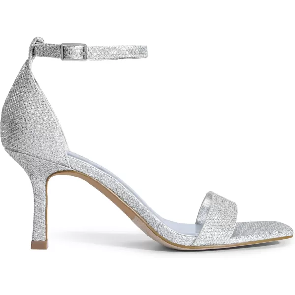 imageDREAM PAIRS Womens High Stilettos Open Square Toe Ankle Strap Heels Sexy Fashion Comfort Dress Shoes Wedding Bridal Pumps Heeled SandalsSilverglitter