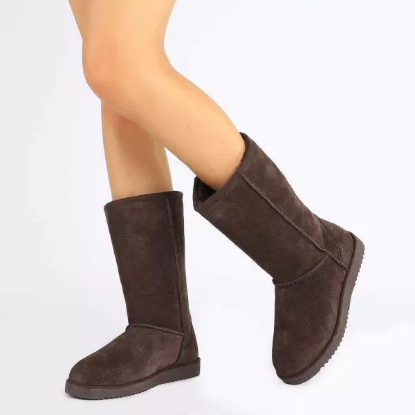 imageDREAM PAIRS Womens Hightop Winter Snow Boots Slip on Warm Comfortable Outdoor Booties Shoes for WomenBrown