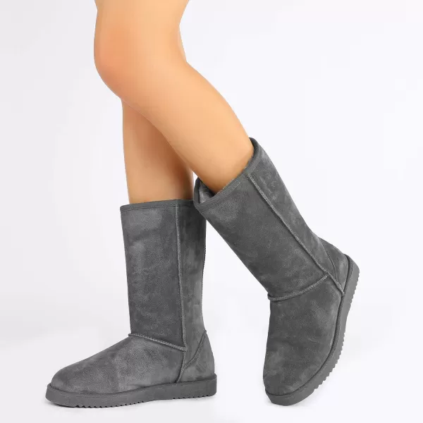 imageDREAM PAIRS Womens Hightop Winter Snow Boots Slip on Warm Comfortable Outdoor Booties Shoes for WomenGrey