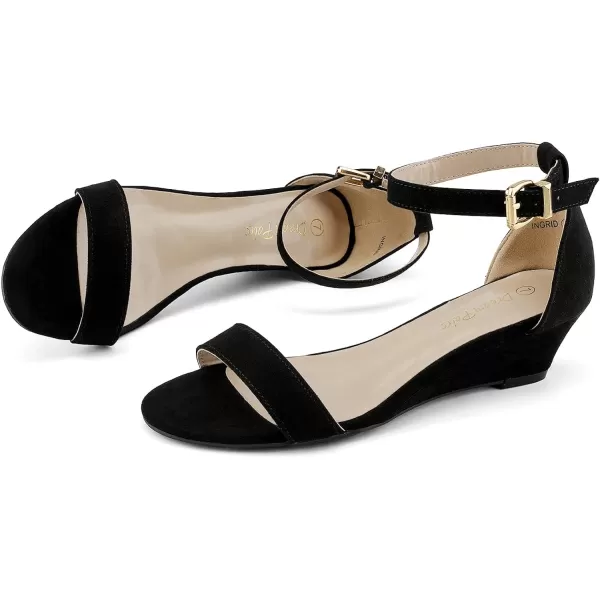imageDREAM PAIRS Womens Ingrid Ankle Strap Low Wedge SandalBlack Nubuck