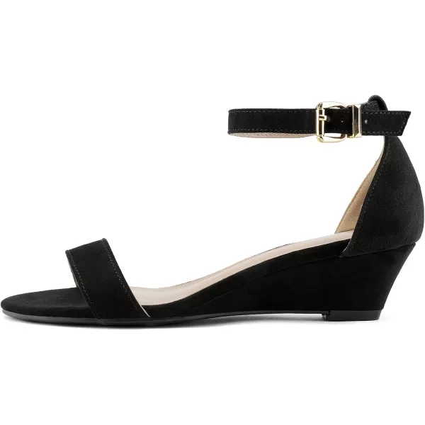 imageDREAM PAIRS Womens Ingrid Ankle Strap Low Wedge SandalBlack Nubuck
