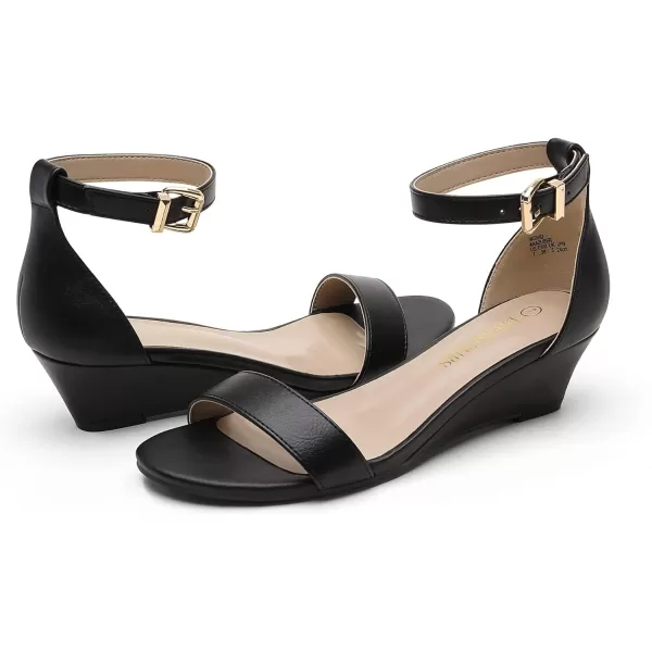 imageDREAM PAIRS Womens Ingrid Ankle Strap Low Wedge SandalBlack Pu