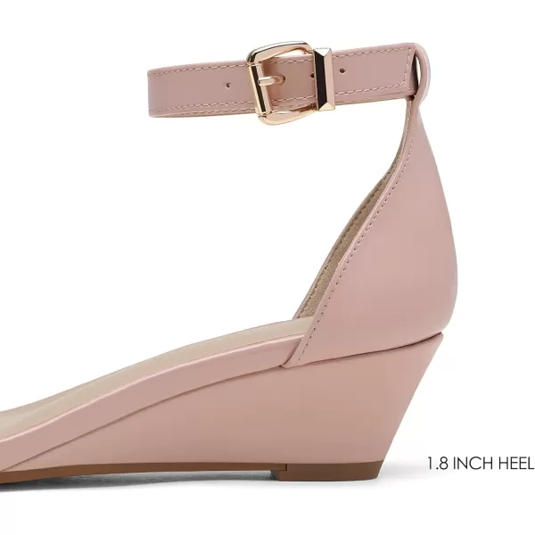 imageDREAM PAIRS Womens Ingrid Ankle Strap Low Wedge SandalBlush Pat