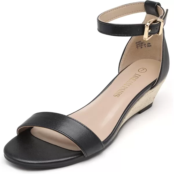 imageDREAM PAIRS Womens Ingrid Ankle Strap Low Wedge SandalEspadrillesblackpu