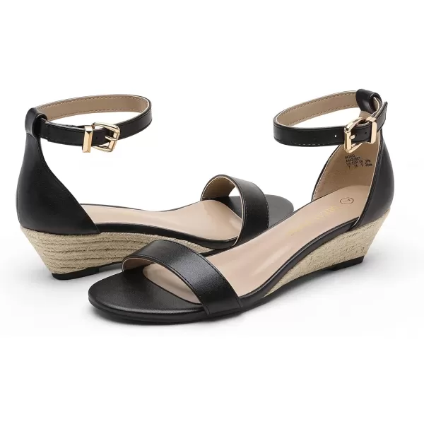 imageDREAM PAIRS Womens Ingrid Ankle Strap Low Wedge SandalEspadrillesblackpu