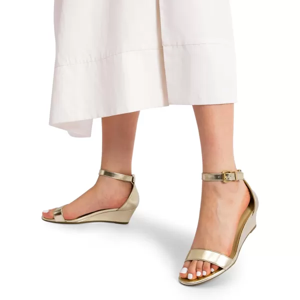 imageDREAM PAIRS Womens Ingrid Ankle Strap Low Wedge SandalGoldpu