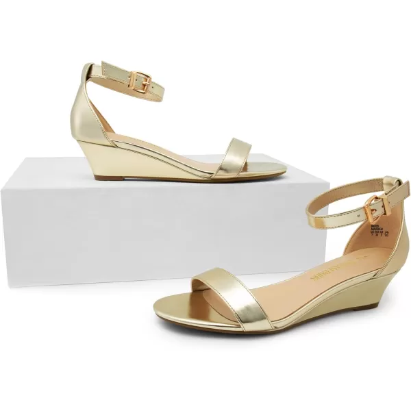 imageDREAM PAIRS Womens Ingrid Ankle Strap Low Wedge SandalGoldpu