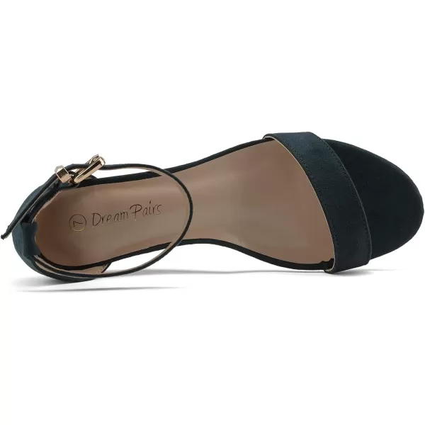 imageDREAM PAIRS Womens Ingrid Ankle Strap Low Wedge SandalNavy Suede