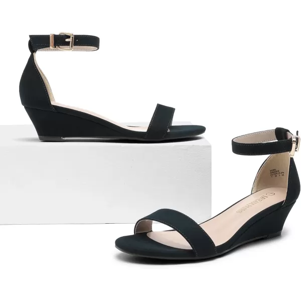 imageDREAM PAIRS Womens Ingrid Ankle Strap Low Wedge SandalNavysuede1