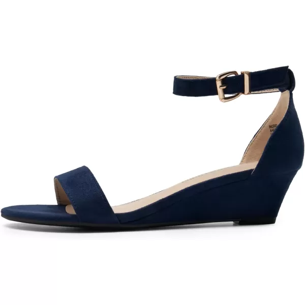 imageDREAM PAIRS Womens Ingrid Ankle Strap Low Wedge SandalNavysuede1