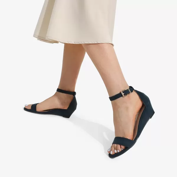 imageDREAM PAIRS Womens Ingrid Ankle Strap Low Wedge SandalNavysuede1