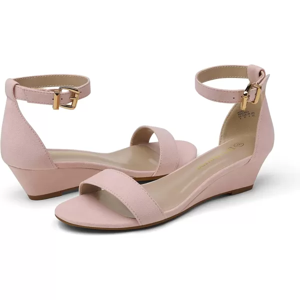 imageDREAM PAIRS Womens Ingrid Ankle Strap Low Wedge SandalPink Suede