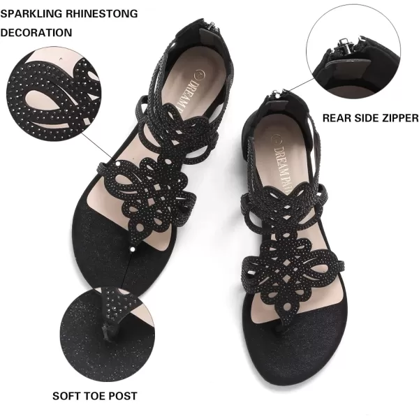 imageDREAM PAIRS Womens Jewel Rhinestones Design Ankle High Flat Sandals02black