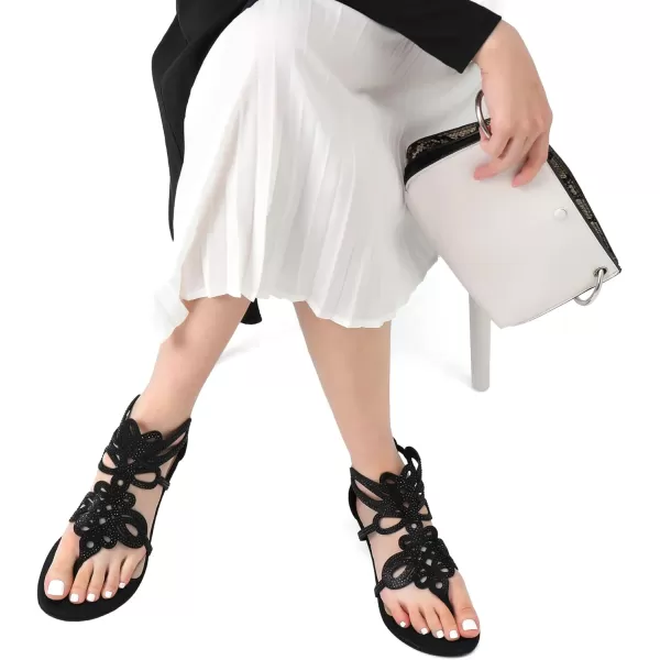 imageDREAM PAIRS Womens Jewel Rhinestones Design Ankle High Flat Sandals02black