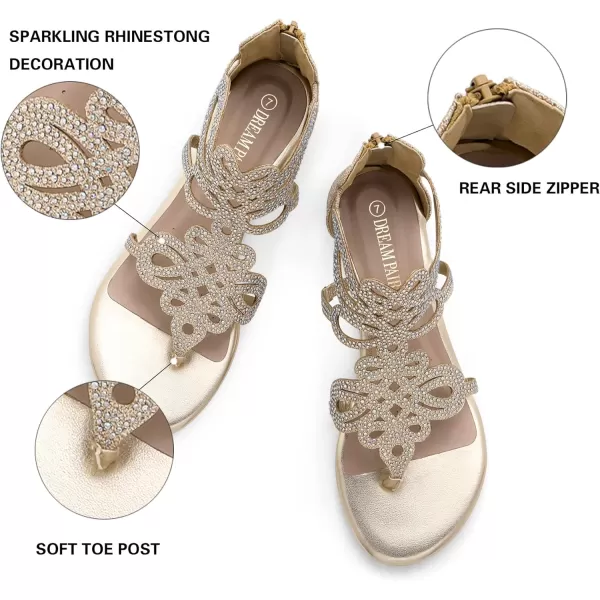 imageDREAM PAIRS Womens Jewel Rhinestones Design Ankle High Flat Sandals02gold