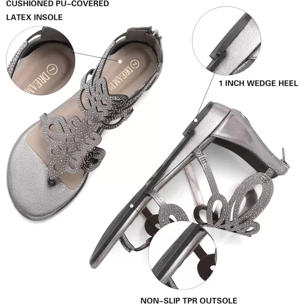 imageDREAM PAIRS Womens Jewel Rhinestones Design Ankle High Flat Sandals02pewter