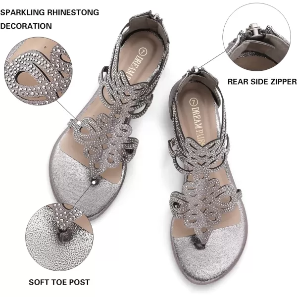 imageDREAM PAIRS Womens Jewel Rhinestones Design Ankle High Flat Sandals02pewter