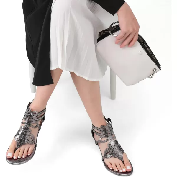 imageDREAM PAIRS Womens Jewel Rhinestones Design Ankle High Flat Sandals02pewter