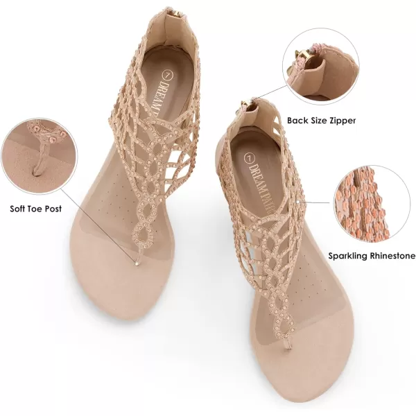 imageDREAM PAIRS Womens Jewel Rhinestones Design Ankle High Flat Sandals08nude