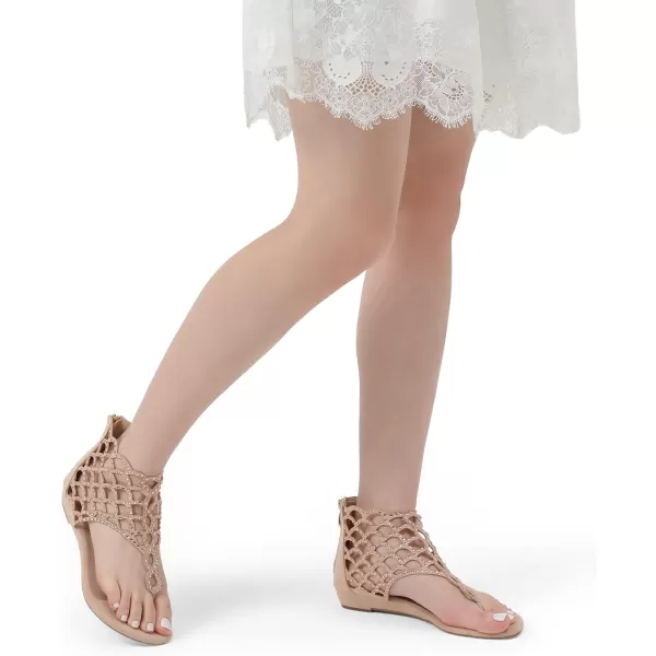 imageDREAM PAIRS Womens Jewel Rhinestones Design Ankle High Flat Sandals08nude