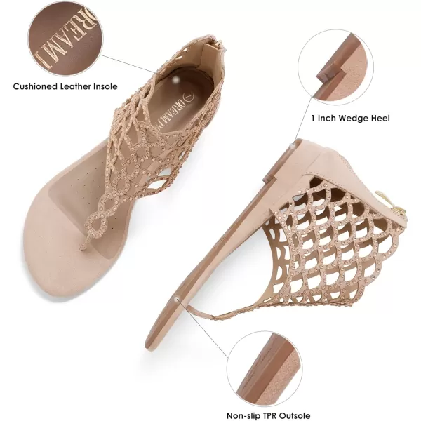 imageDREAM PAIRS Womens Jewel Rhinestones Design Ankle High Flat Sandals08nude