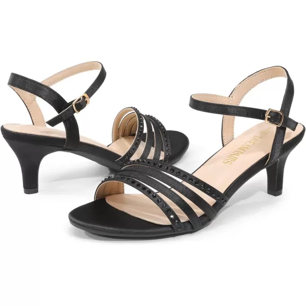 imageDREAM PAIRS Womens Kitten Heels Open Toe Fashion Comfortable Low Heels for Daily Casual Dressy Wedding Party Evening SandalsBlacksatin