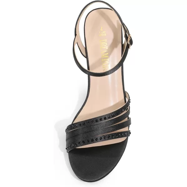 imageDREAM PAIRS Womens Kitten Heels Open Toe Fashion Comfortable Low Heels for Daily Casual Dressy Wedding Party Evening SandalsBlacksatin